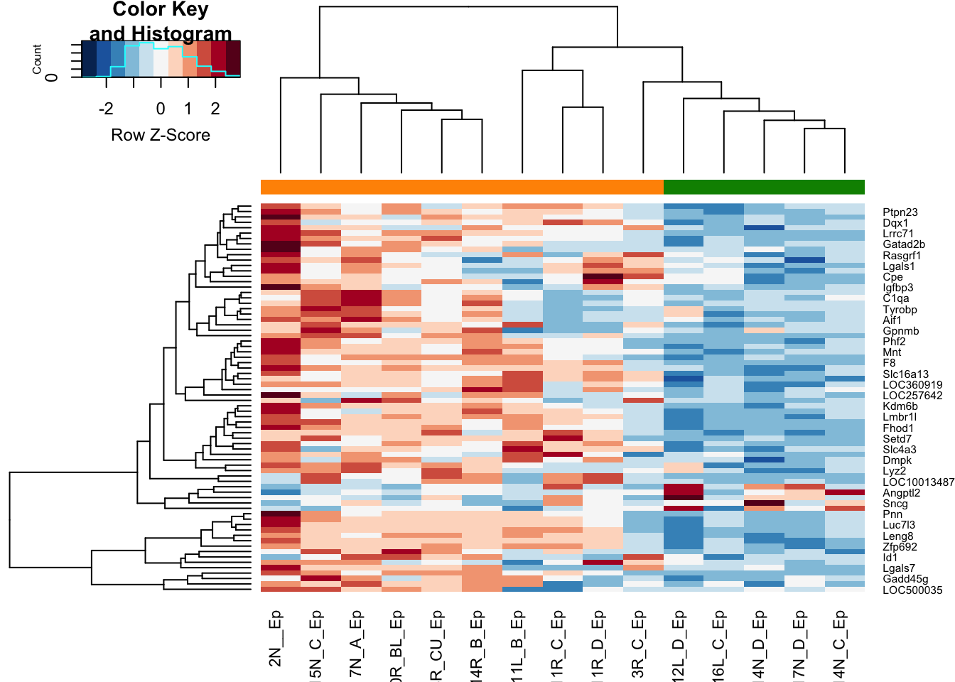 ep non-inflammatory comparison heatmap